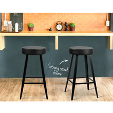 Load image into Gallery viewer, Artiss Set of 2 PU Leather Bar Stools Square Footrest - Black - Oceania Mart

