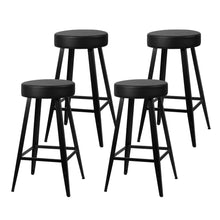Load image into Gallery viewer, Artiss Set of 4 PU Leather Bar Stools Square Footrest - Black - Oceania Mart
