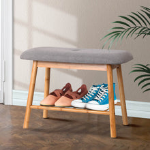 Load image into Gallery viewer, Artiss Shoe Rack Seat Bench Chair Shelf Organisers Bamboo Grey
