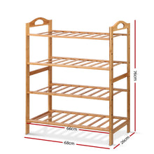 Load image into Gallery viewer, Bamboo Shoe Rack Organiser Wooden Stand Shelf 4 Tiers Shelves
