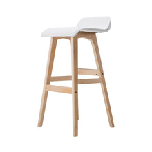 Load image into Gallery viewer, Artiss Set of 2 PU Leather Wood Wave Style Bar Stool - White
