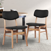 Load image into Gallery viewer, Artiss Set of 2 Wood &amp; PVC Dining Chairs - Black
