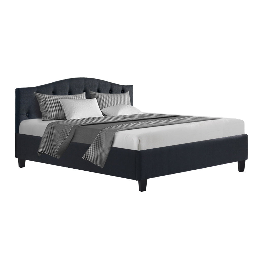 Lars Bed Frame Fabric - Charcoal Queen