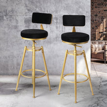 Load image into Gallery viewer, Levede Bar Stools Kitchen Stool Chair Swivel Barstools Velvet Padded Seat Black
