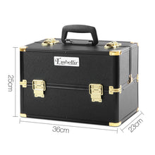 Load image into Gallery viewer, Embellir Portable Cosmetic Beauty Makeup Case - Black &amp; Gold
