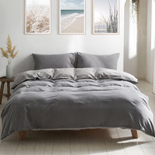 Load image into Gallery viewer, Cosy Club Washed Cotton Quilt Set Grey Double
