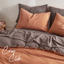 Load image into Gallery viewer, Cosy Club Quilt Cover Set Cotton Duvet Double Orange Brown
