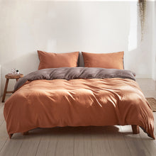 Load image into Gallery viewer, Cosy Club Quilt Cover Set Cotton Duvet Double Orange Brown
