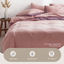 Load image into Gallery viewer, Cosy Club Washed Cotton Quilt Set Pink Purple Double
