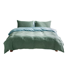 Load image into Gallery viewer, Cosy Club Washed Cotton Quilt Set Green Blue King
