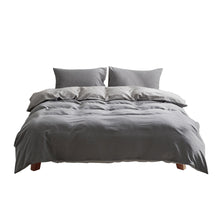 Load image into Gallery viewer, Cosy Club Washed Cotton Quilt Set Grey Queen
