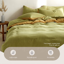 Load image into Gallery viewer, Cosy Club Washed Cotton Quilt Set Yellow Lime Queen
