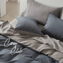 Load image into Gallery viewer, Cosy Club Quilt Cover Set Cotton Duvet Single Blue Dark Grey
