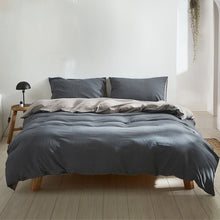 Load image into Gallery viewer, Cosy Club Quilt Cover Set Cotton Duvet Single Blue Dark Grey
