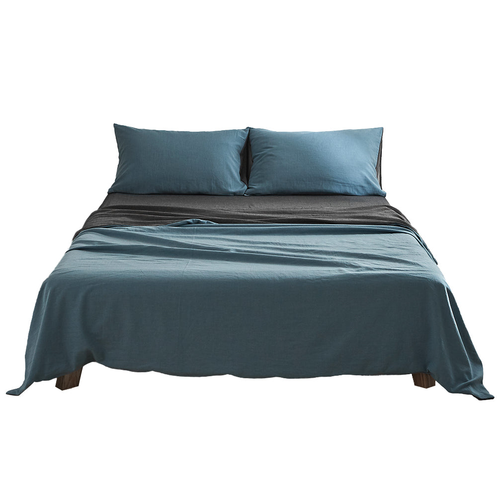 Cosy Club Sheet Set Cotton Sheets King Blue Dark Blue