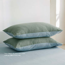Load image into Gallery viewer, Cosy Club Washed Cotton Sheet Set Green Blue Queen
