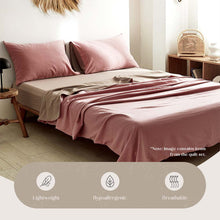 Load image into Gallery viewer, Cosy Club Washed Cotton Sheet Set Pink Brown Single
