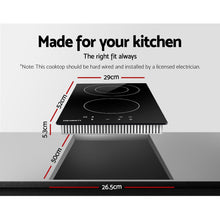 Load image into Gallery viewer, Devanti Electric Ceramic Cooktop 30cm Kitchen Cooker Cook Top Hob Touch Control 3-Zones

