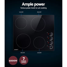 Load image into Gallery viewer, Devanti Ceramic Cooktop 60cm Electric Kitchen Burner Cooker 4 Zone Knobs Control
