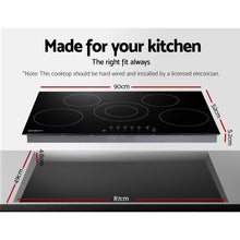 Load image into Gallery viewer, Devanti 90cm Ceramic Cooktop Electric Cook Top 5 Burner Stove Hob Touch Control 6-Zones

