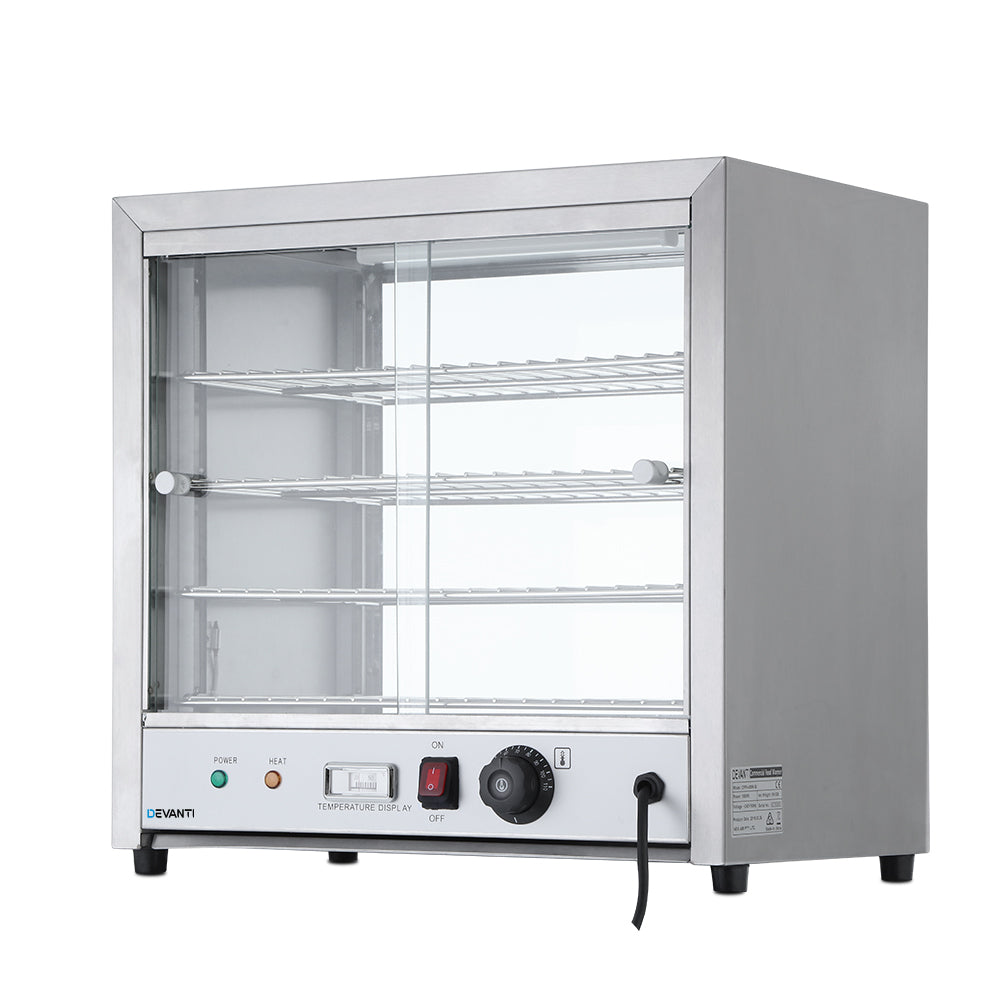 Devanti Commercial Food Warmer Pie Hot Display Showcase Cabinet Stainless Steel - Oceania Mart