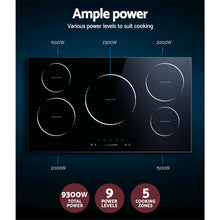 Load image into Gallery viewer, Devanti Induction Cooktop 90cm Ceramic Glass 5 Stove Top
