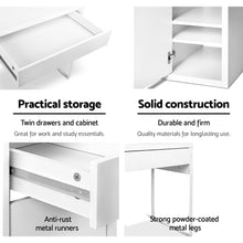 Load image into Gallery viewer, Artiss Metal Desk With Storage Cabinets - White
