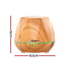 Load image into Gallery viewer, Devanti Ultrasonic Aroma Aromatherapy Diffuser Oil Electric LED Air Humidifier 400ml Light Wood
