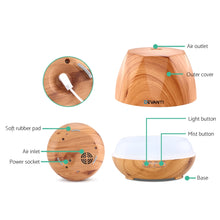 Load image into Gallery viewer, Devanti Ultrasonic Aroma Aromatherapy Diffuser Oil Electric LED Air Humidifier 400ml Light Wood
