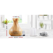 Load image into Gallery viewer, Devanti 400ml 4 in 1 Aroma Diffuser remote control - Light Wood
