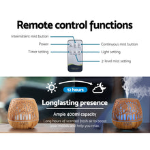 Load image into Gallery viewer, Devanti Aroma Diffuser Aromatherapy Humidifier Essential Oil Ultrasonic Cool Mist Wood Grain Remote Control 400ml
