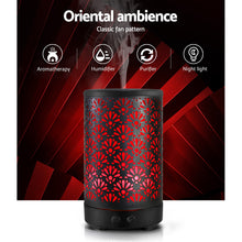 Load image into Gallery viewer, Devanti Aroma Diffuser Aromatherapy Essential Oils Metal Cover Ultrasonic Cool Mist 100ml Remote Control Black
