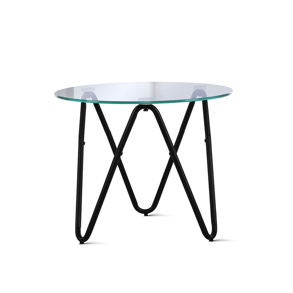 Artiss Coffee Table Glass End Side Tables High Gloss Display Modern Furniture 50X50CM - Oceania Mart