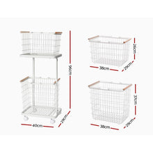 Load image into Gallery viewer, 2 Tier Wire Storage Shelf Laundry Basket Hamper Metal Clothes Rack Shelves Trolley Organiser - Oceania Mart
