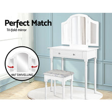 Load image into Gallery viewer, Artiss Dressing Table Stool Mirror Drawer Makeup Jewellery Cabinet Organizer - Oceania Mart
