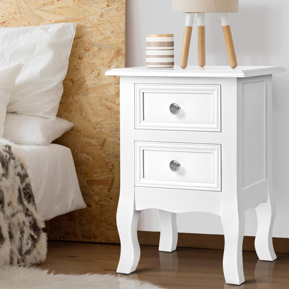 Bedside Tables Drawers Side Table French Storage Cabinet Nightstand Lamp