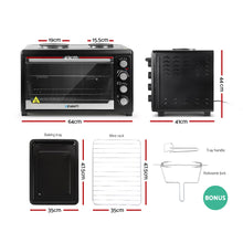Load image into Gallery viewer, Devanti Electric Convection Oven Benchtop Rotisserie Grill 60L Hotplate Black
