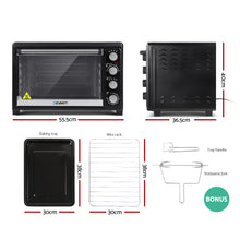 Load image into Gallery viewer, Devanti Electric Convection Oven Benchtop Rotisserie Grill 45L Black
