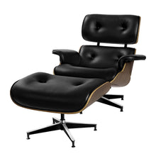 Load image into Gallery viewer, Armchair Lounge Chair and Ottoman Recliner Armchair Leather Plywood Black
