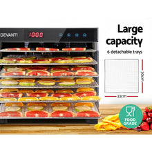 Load image into Gallery viewer, DEVANTi 6 Trays Commercial Food Dehydrator Stainless Steel Fruit Dryer
