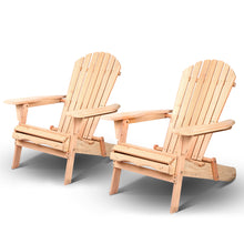 Load image into Gallery viewer, Gardeon Patio Furniture Outdoor Chairs Beach Chair Wooden Adirondack Garden Lounge 2PC
