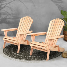 Load image into Gallery viewer, Gardeon Patio Furniture Outdoor Chairs Beach Chair Wooden Adirondack Garden Lounge 2PC
