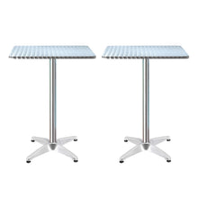 Load image into Gallery viewer, Gardeon 2pcs Outdoor Bar Table Furniture Adjustable Aluminium Square Cafe Table
