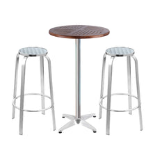 Load image into Gallery viewer, Gardeon Outdoor Bistro Set Bar Table Stools Adjustable Aluminium Cafe 3PC Wood
