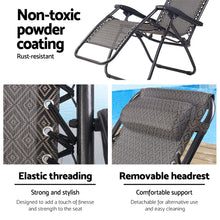 Load image into Gallery viewer, Gardeon Zero Gravity Chair 2PC Reclining Outdoor Sun Lounge Folding Camping
