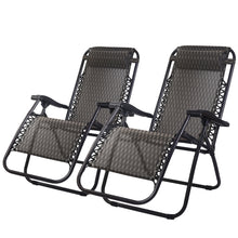 Load image into Gallery viewer, Gardeon Set of 2 Zero Gravity Chairs Reclining Outdoor Furniture Sun Lounge Folding Camping Lounger Grey
