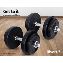 Load image into Gallery viewer, Everfit 45cm Solid Steel Dumbbell Bar Pair Gym Home Exercise Fitness 150KG Cap
