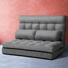Load image into Gallery viewer, Artiss Lounge Sofa Bed 2-seater Floor Folding Fabric Grey
