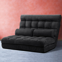 Load image into Gallery viewer, Artiss Lounge Sofa Bed 2-seater Floor Folding Suede Charcoal - Oceania Mart
