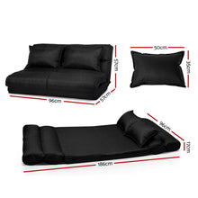 Load image into Gallery viewer, Artiss Floor Sofa Lounge 2 Seater Futon Chair Couch Folding Recliner Metal Black

